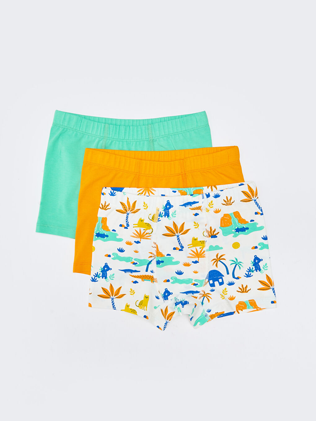 Ekru Beli Lastikli Erkek Bebek Boxer 3'lü