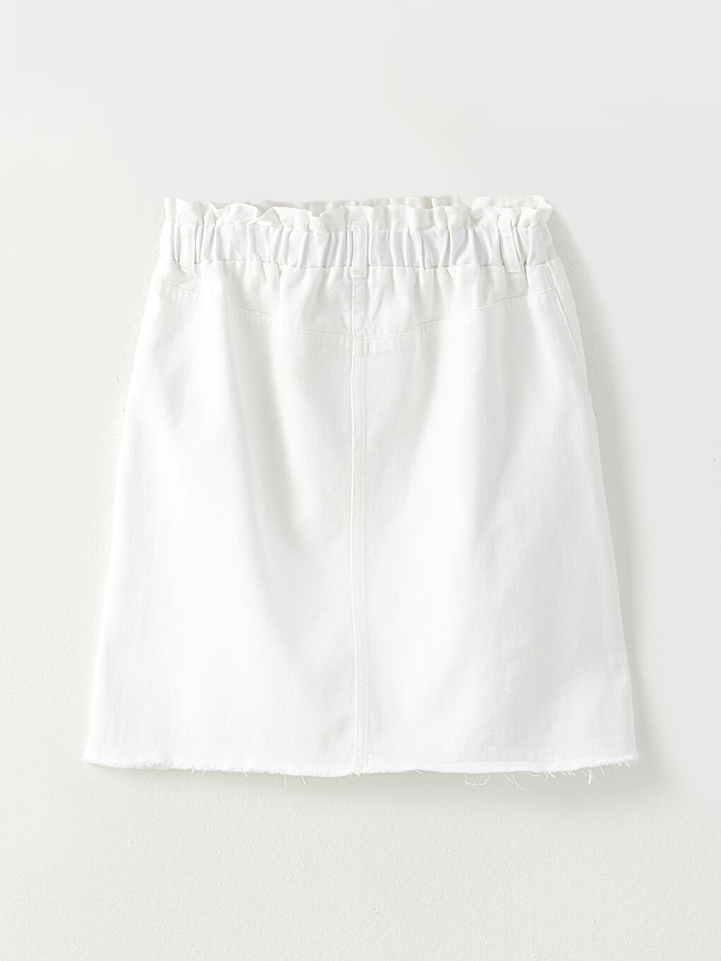 Beyaz Beli Lastikli Basic Gabardin Kız Çocuk Etek-1