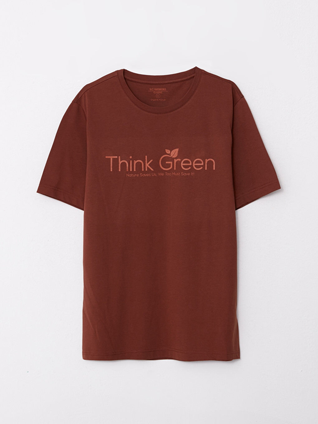 Mashkull Ngjyre Kafe T-shirt-5