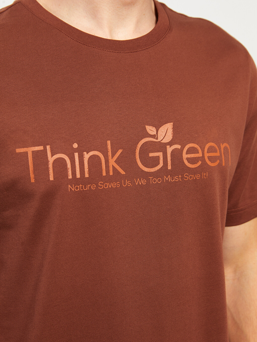 Mashkull Ngjyre Kafe T-shirt-3