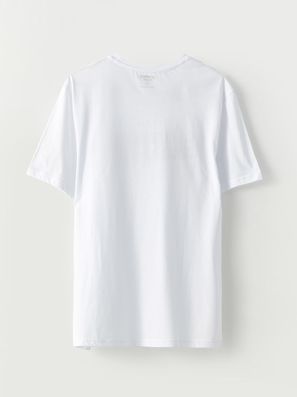 Beyaz Bisiklet Yaka Kısa Kollu Baskılı Penye Erkek Tişört-5