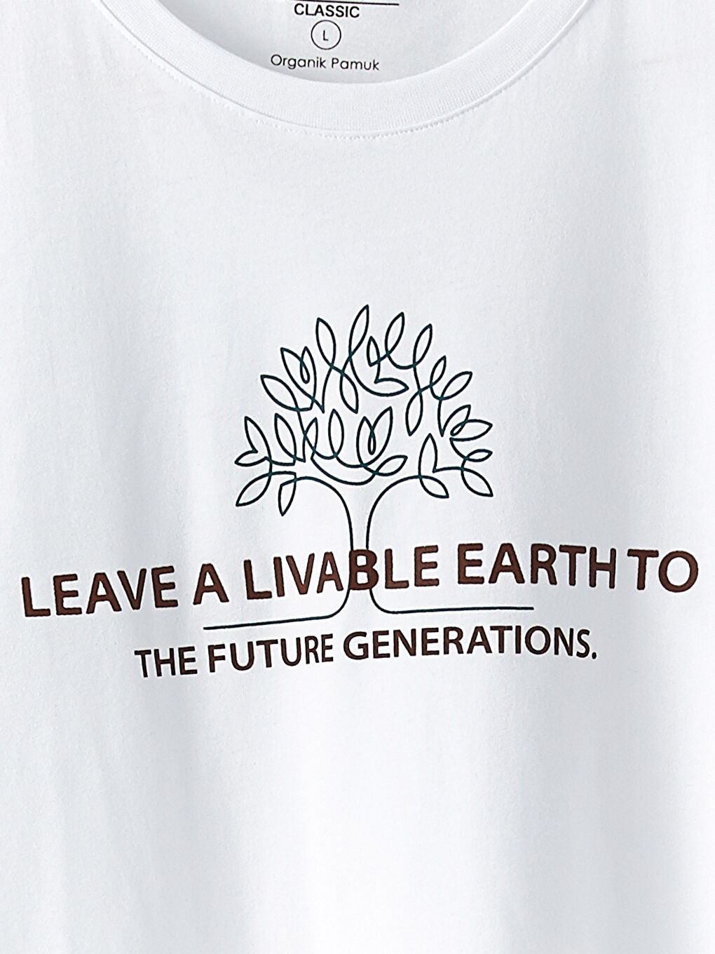 Beyaz Bisiklet Yaka Kısa Kollu Baskılı Penye Erkek Tişört-6