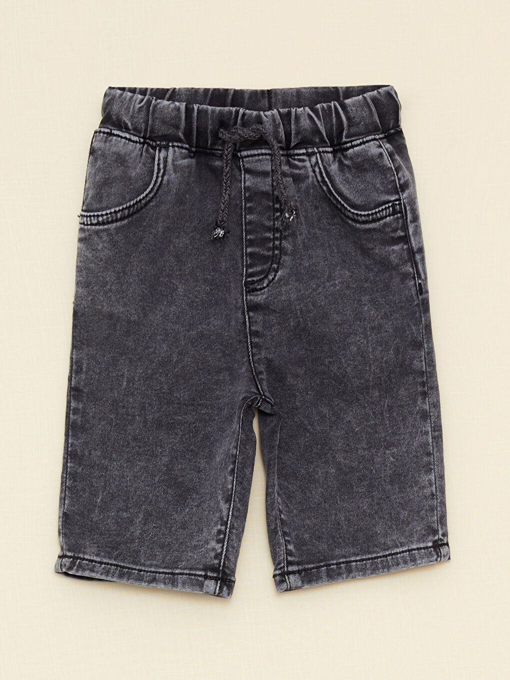 Antrasit Beli Lastikli Basic Erkek Bebek Jean Şort