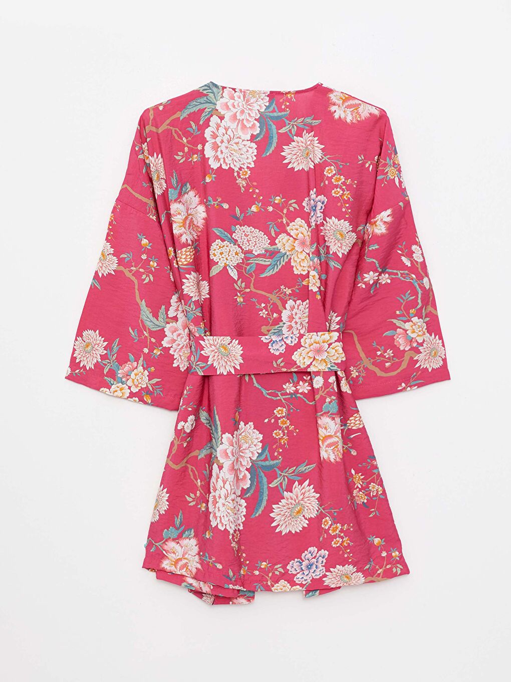 LCW Vision Pembe Şal Yaka Çiçekli Kadın Kimono - 6
