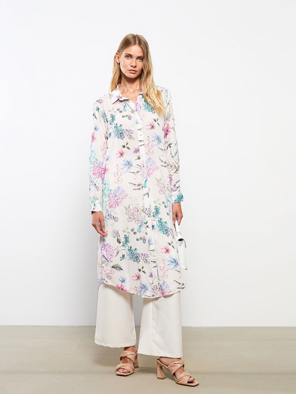 Floral Long Sleeve Women's Shirt Tunic