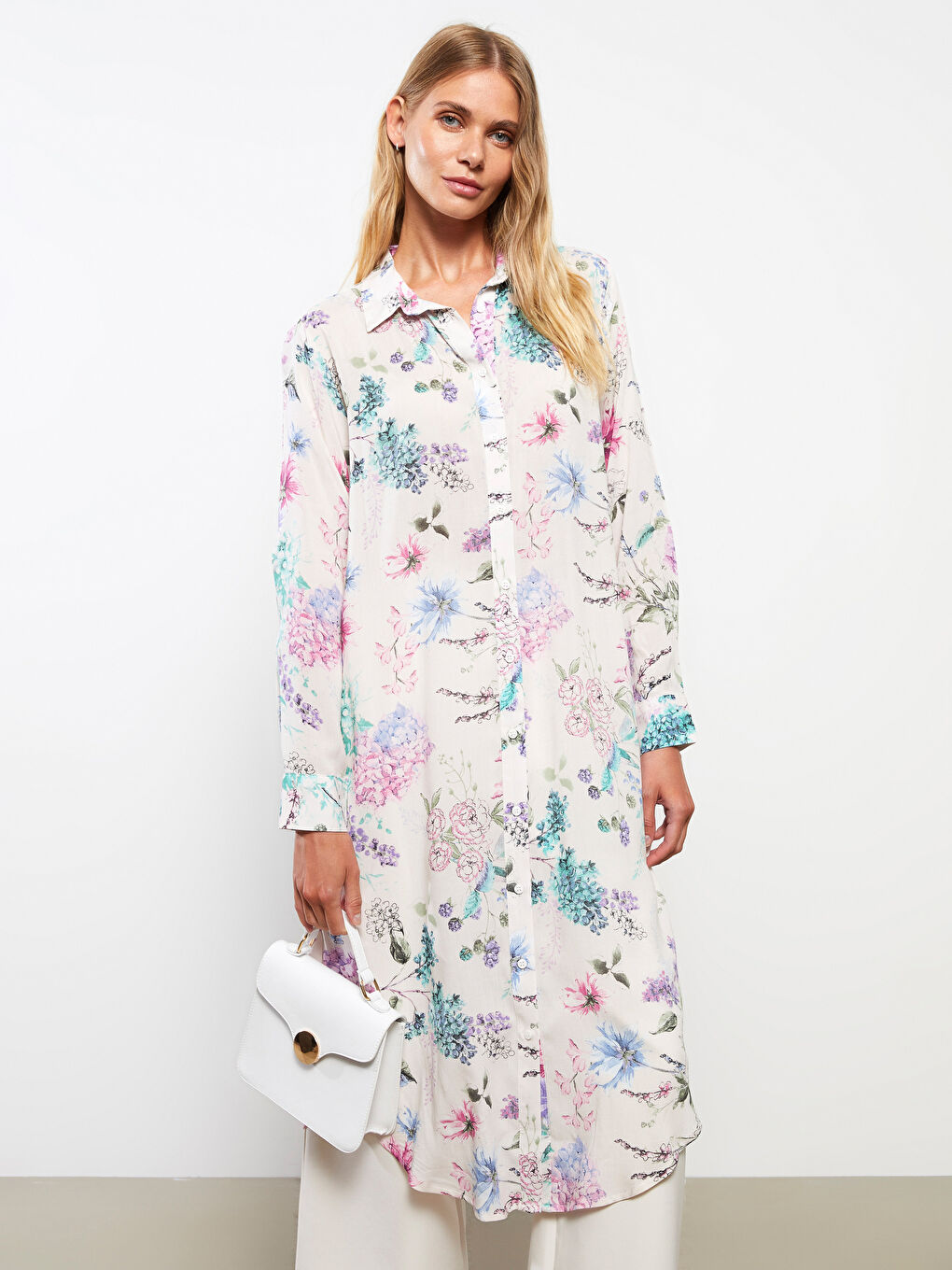 Floral Long Sleeve Women's Shirt Tunic-1