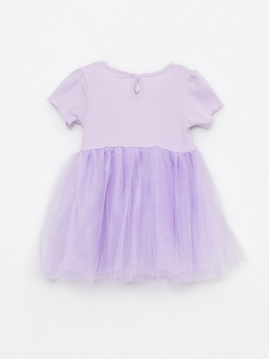 Crew Neck Short Sleeve Basic Baby Girl Dress and Crown 2 Piece Set-1