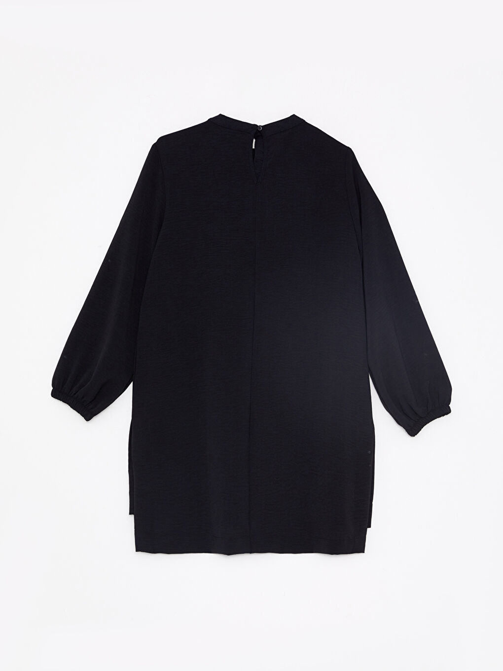 Siyah Bisiklet Yaka Düz Uzun Kollu Kadın Tunik-5