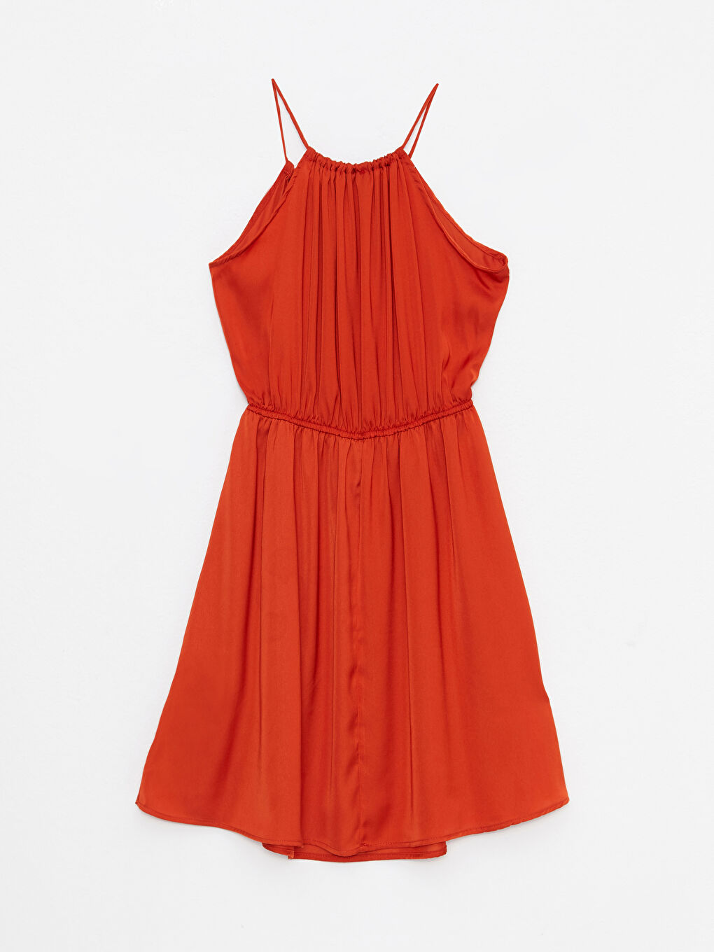 Halter Neck Plain Strappy Women's Dress-6