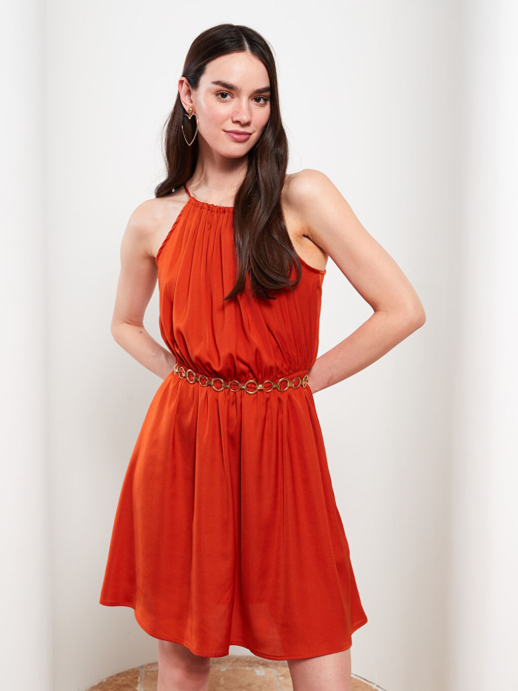 Halter Neck Plain Strappy Women's Dress