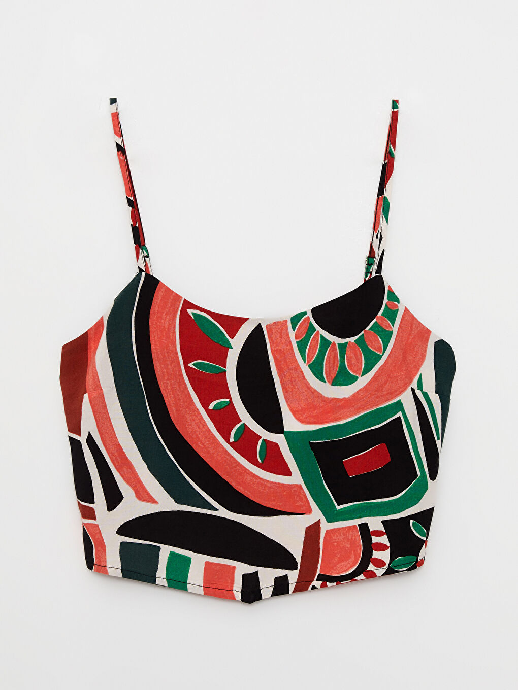 Bluză Poplin cu Bretele, Imprimată, Guler în Formă de U pentru Femei-5