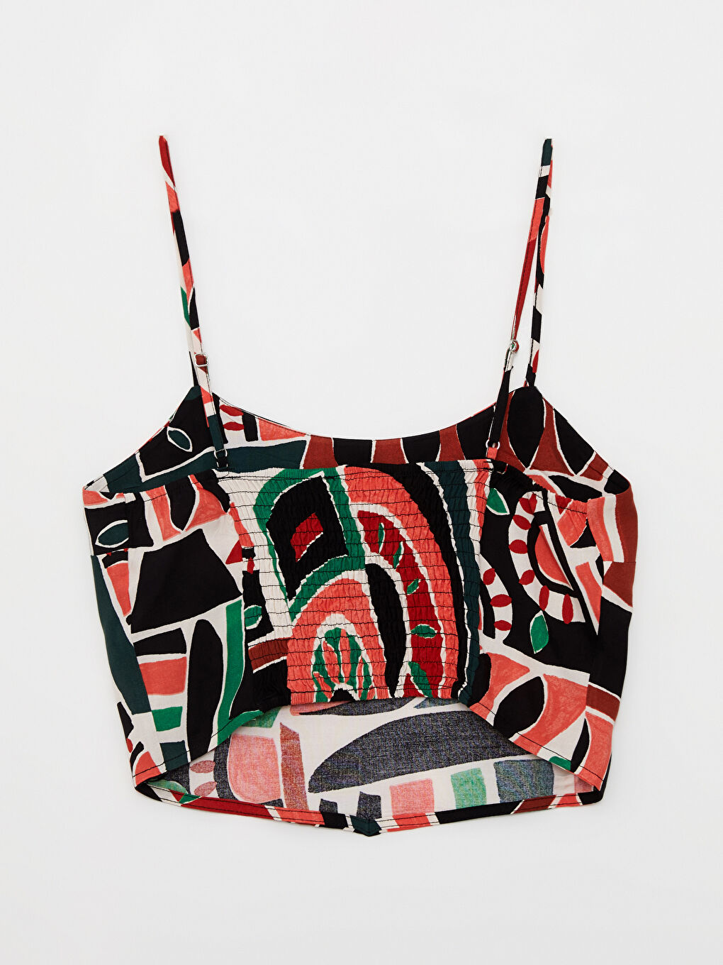 Bluză Poplin cu Bretele, Imprimată, Guler în Formă de U pentru Femei-6