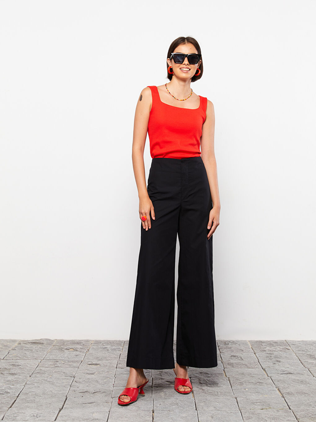 LCW Limited Rahat Kalıp Düz Poplin Kadın Pantolon -S2LF37Z8-CVL