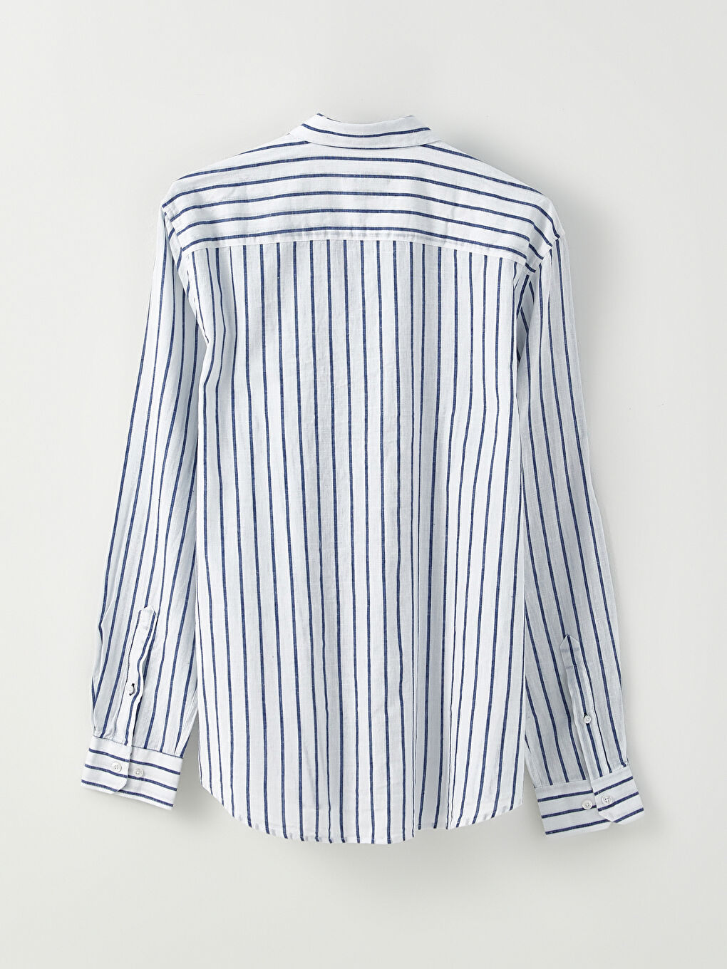 Lacivert Regular Fit Uzun Kollu Çizgili Erkek Gömlek-9