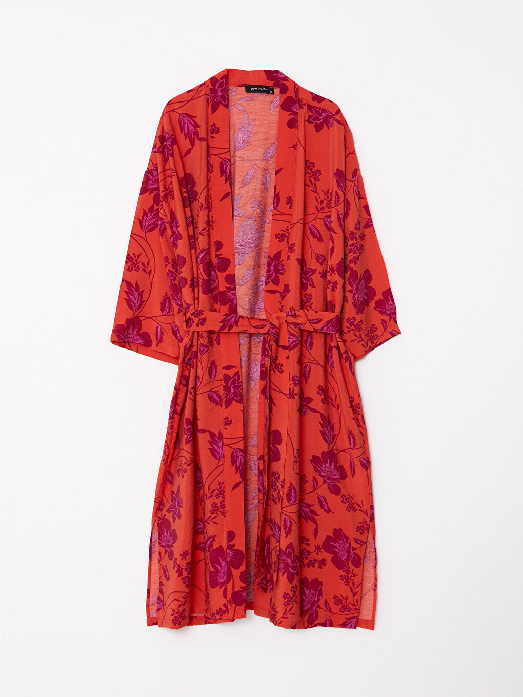 Karışık Şal Yaka Desenli Uzun Kollu Kadın Kimono-5