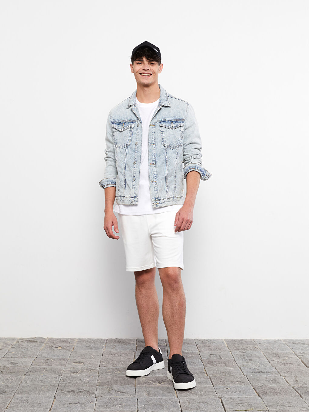 Siyah Baskılı Erkek Kep Şapka-1