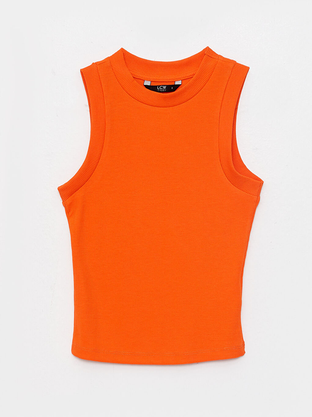 Turuncu Kadın Bisiklet Yaka Düz Atlet-5