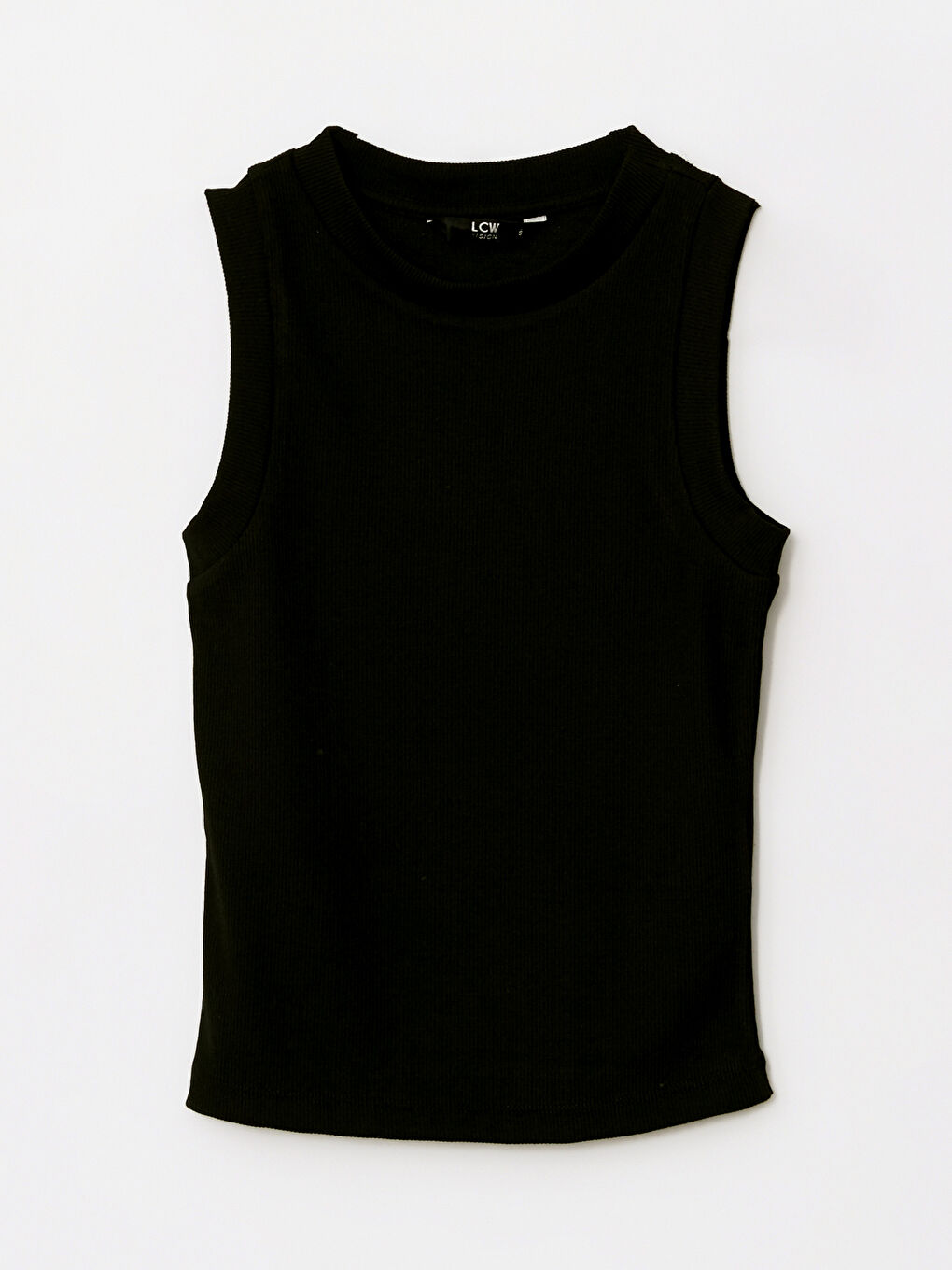 Siyah Kadın Bisiklet Yaka Düz Atlet-5