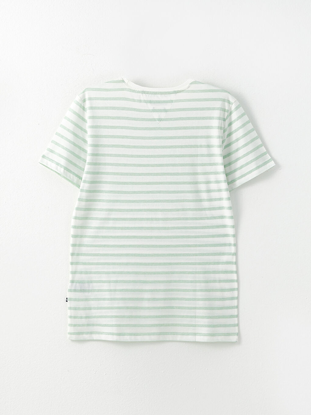 Yeşil Bisiklet Yaka Kısa Kollu Çizgili Penye Erkek Tişört-7
