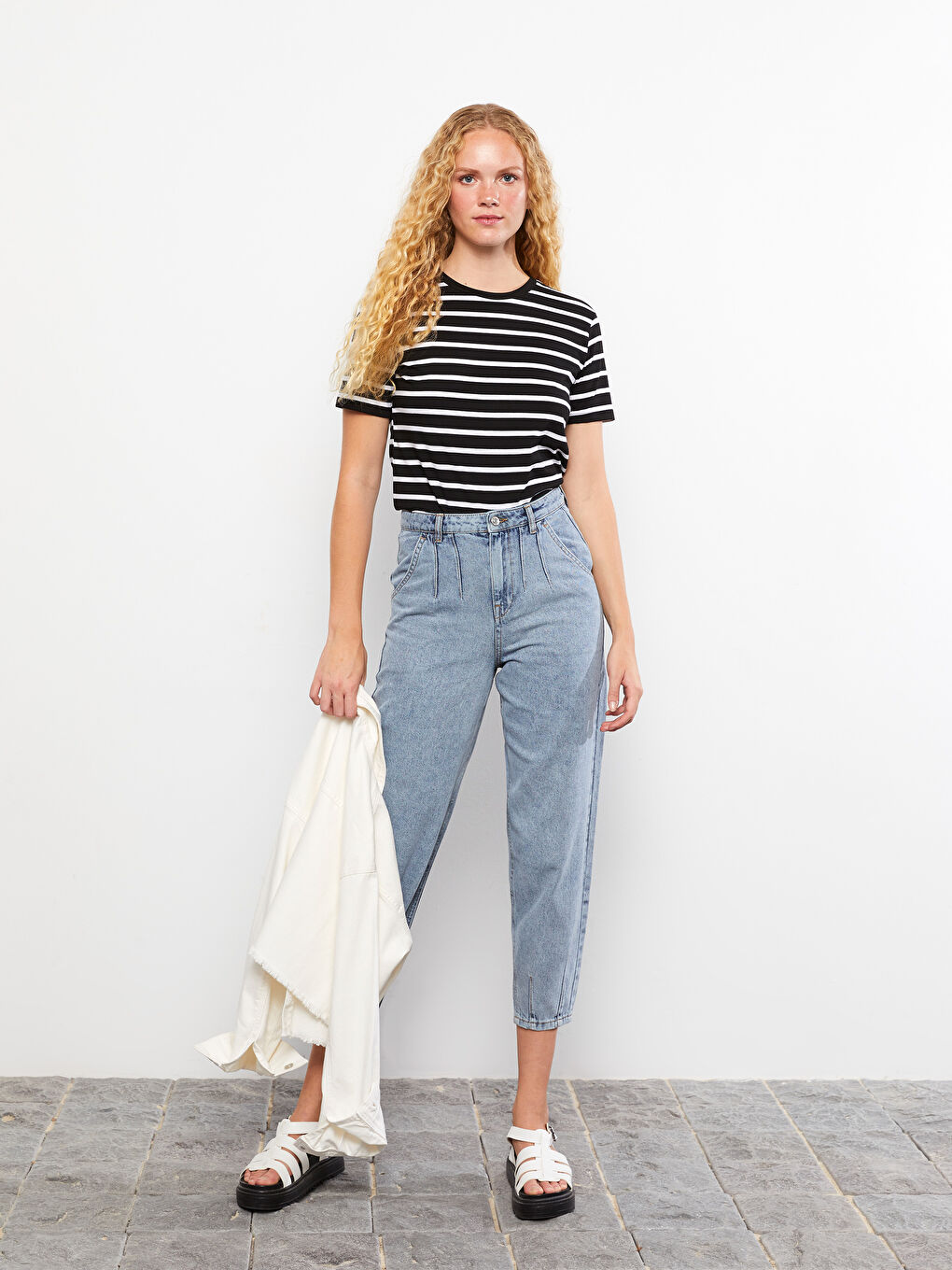 Crew Neck Striped Short Sleeve Women's T-Shirt-2