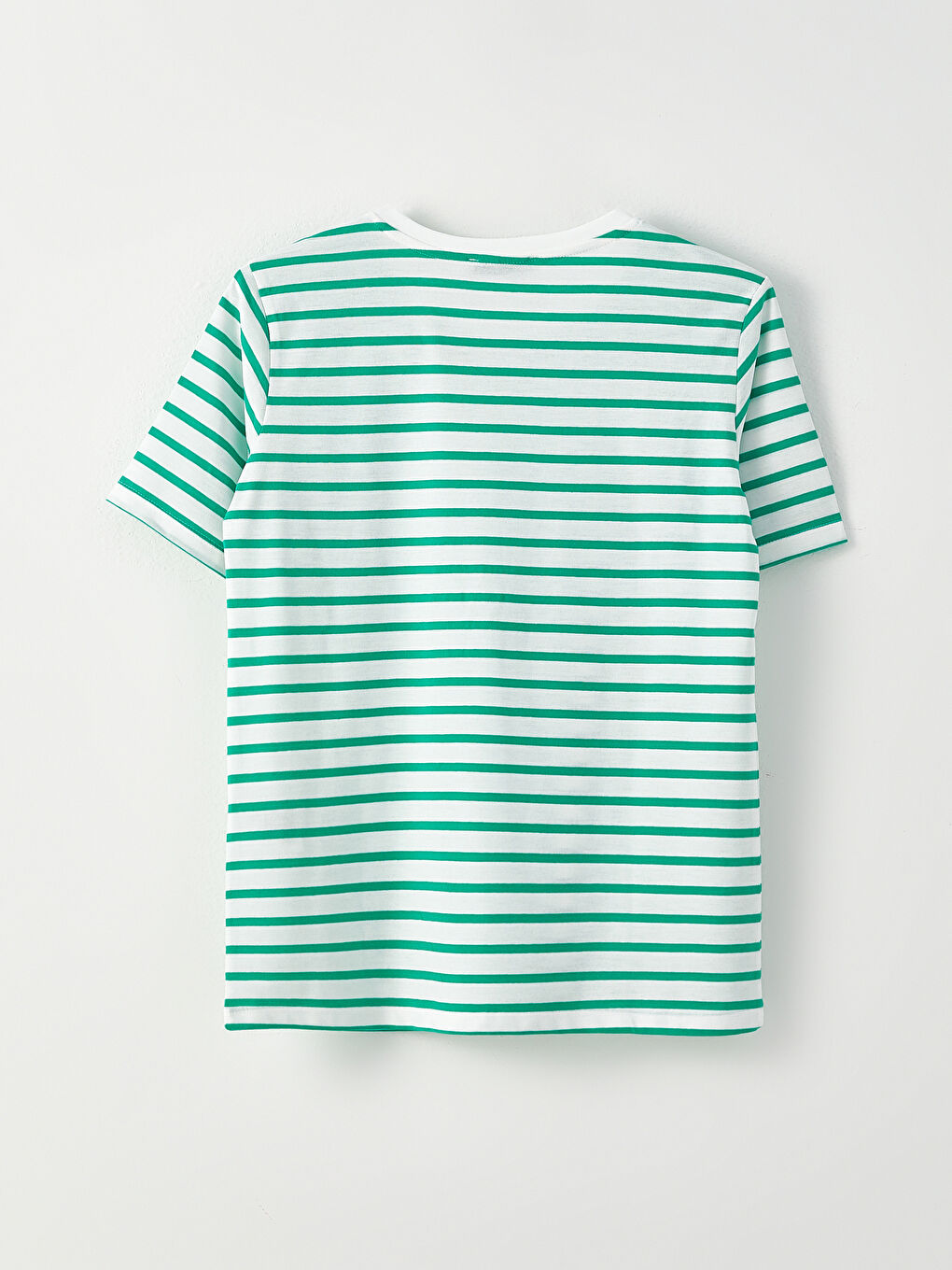 Yeşil Bisiklet Yaka Çizgili Kısa Kollu Kadın Tişört-6