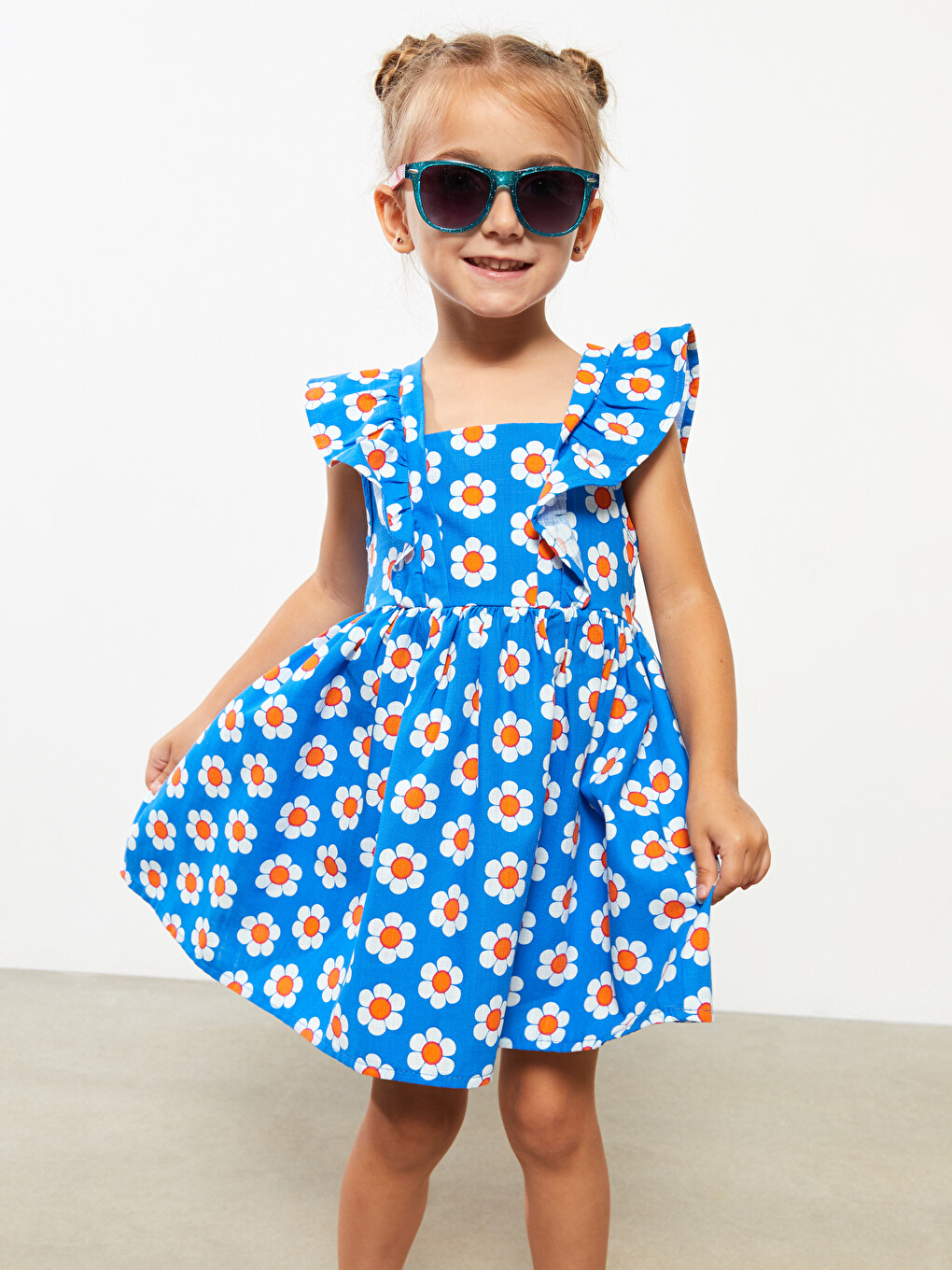 Robe Bébé Fille Imprimée en Coton à Col Carré-2