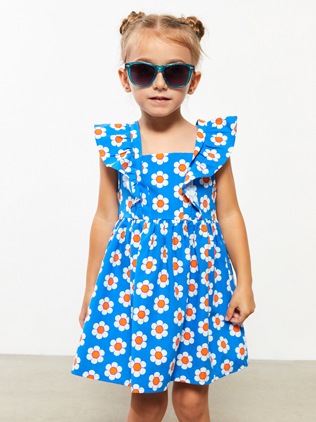Robe Bébé Fille Imprimée en Coton à Col Carré-3