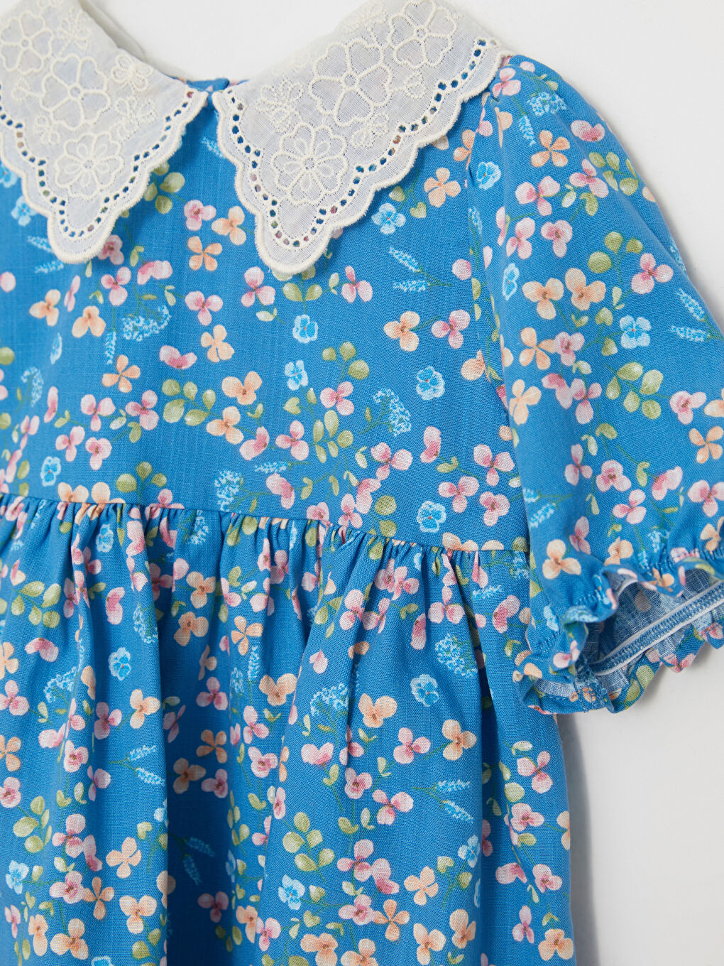 Baby Collar Short Sleeve Printed Cotton Baby Girl Dress-6