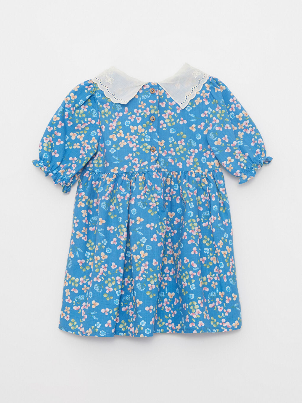 Baby Collar Short Sleeve Printed Cotton Baby Girl Dress-7