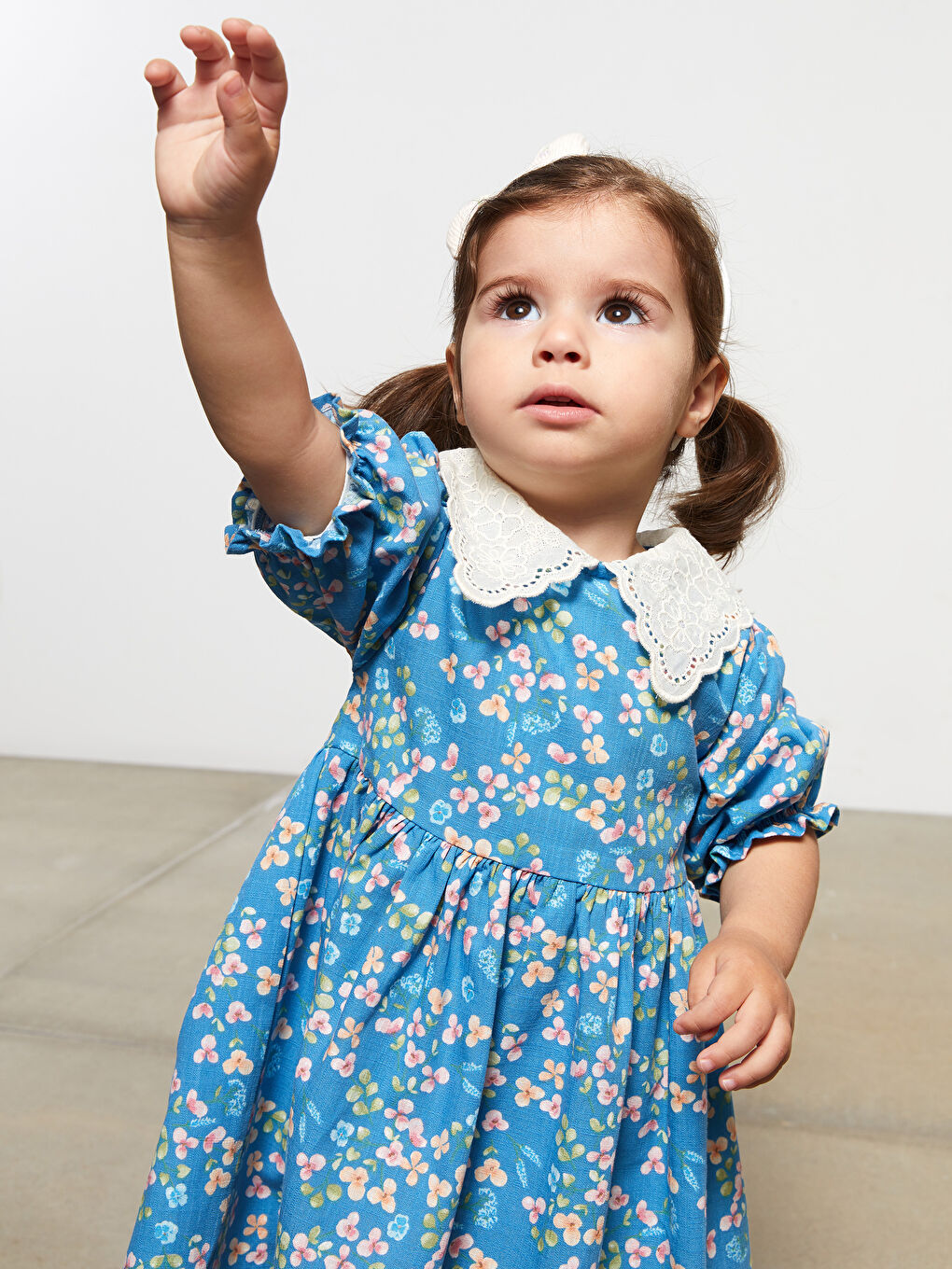 Baby Collar Short Sleeve Printed Cotton Baby Girl Dress-1