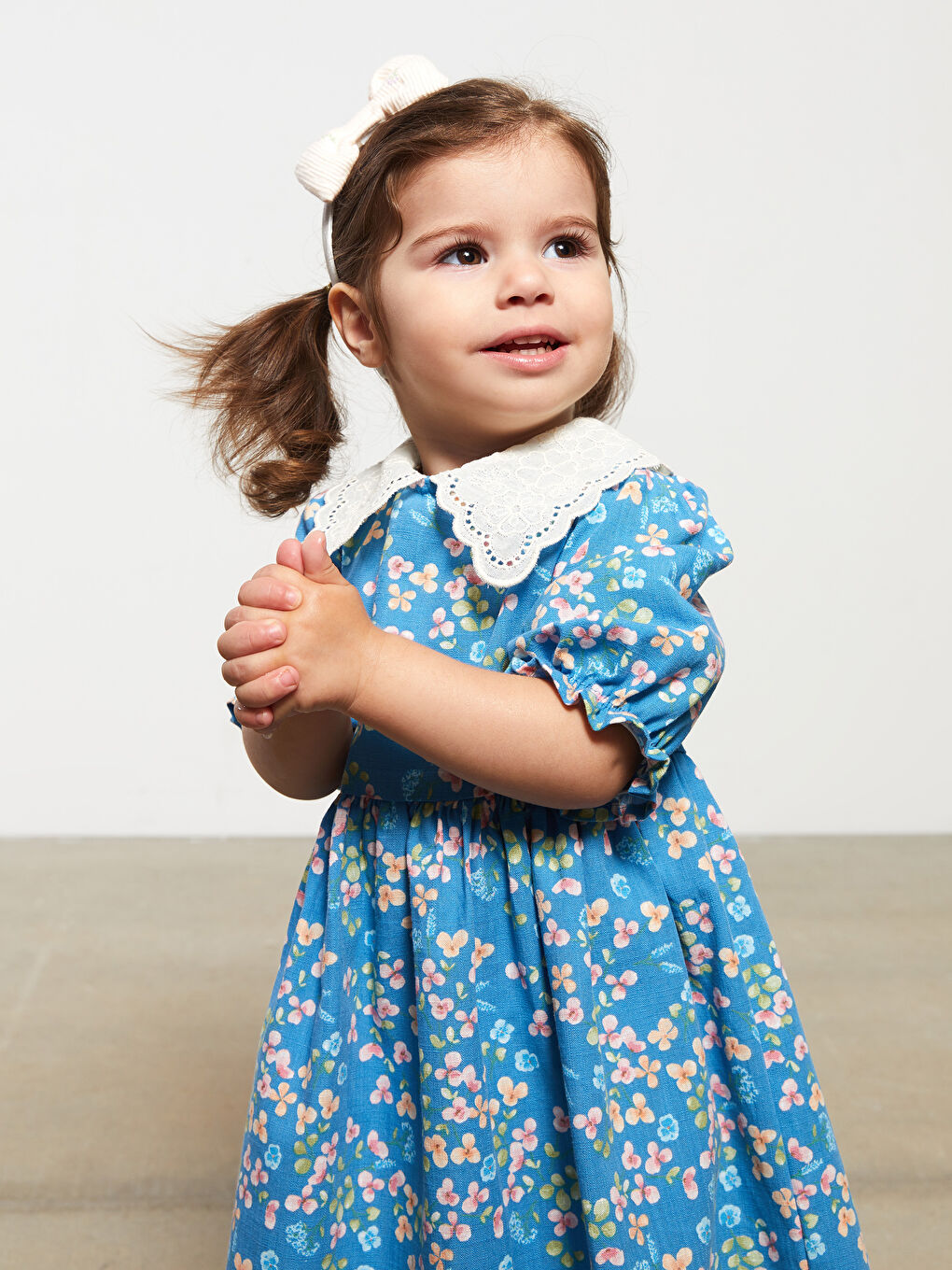 Baby Collar Short Sleeve Printed Cotton Baby Girl Dress-2