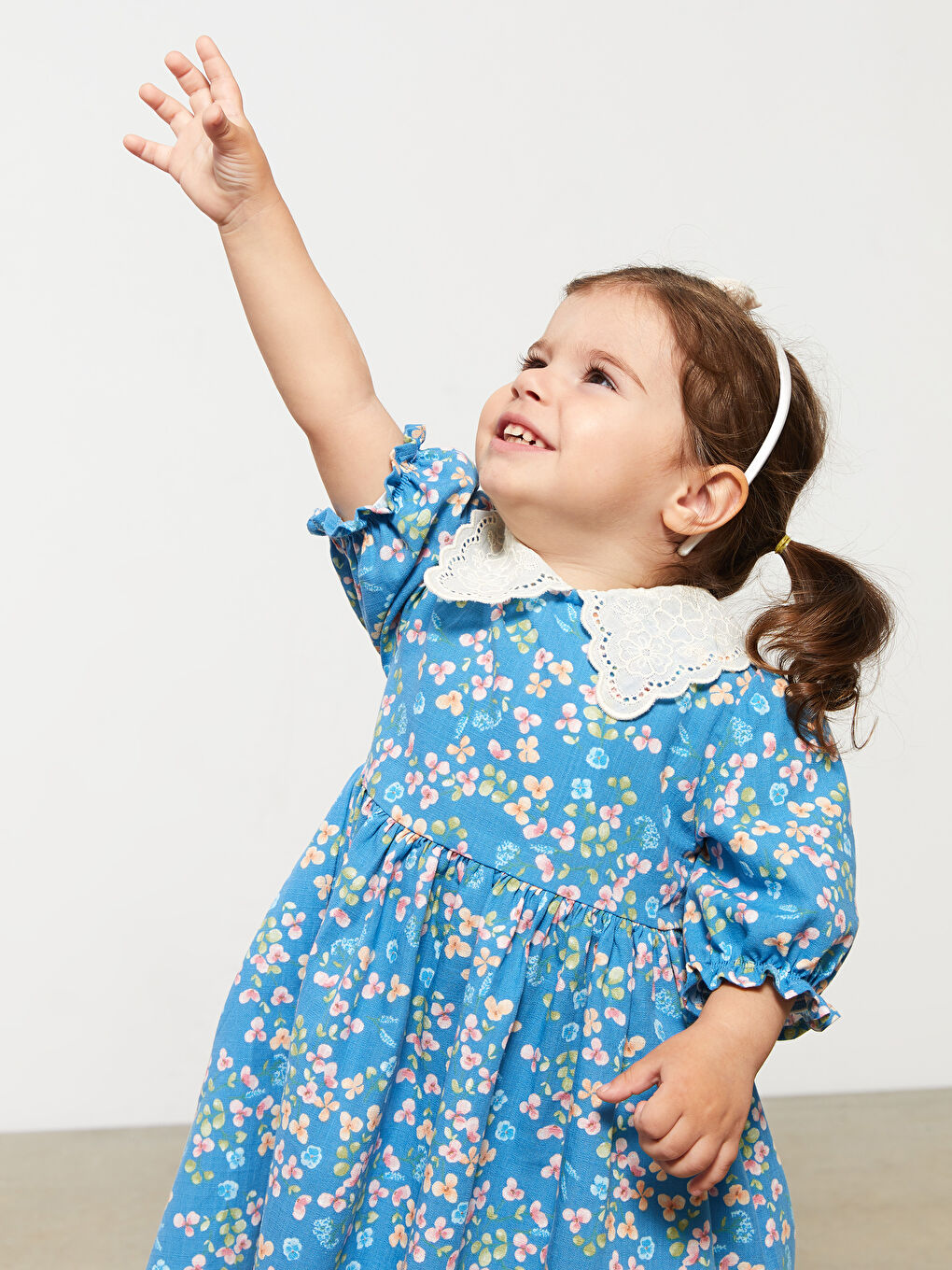 Baby Collar Short Sleeve Printed Cotton Baby Girl Dress-3