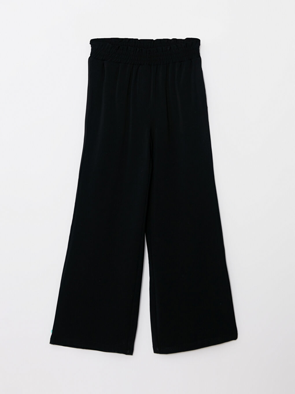 Siyah Kadın Beli Lastikli Düz Pantolon-5