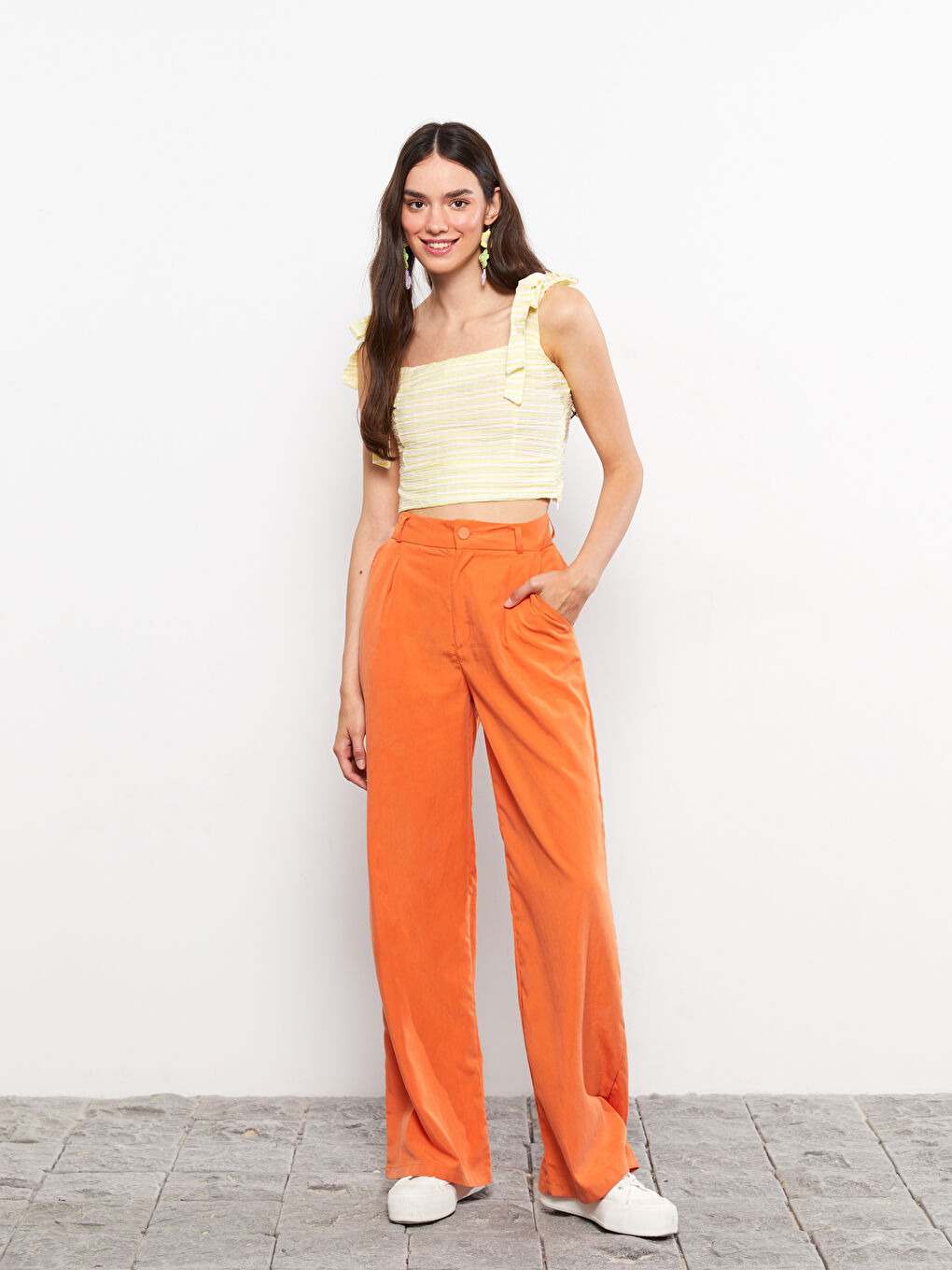 LCW Limited Quadratischer Kragen Gestreifte Riemchen Bluse für Damen -S2LG31Z8-LKF