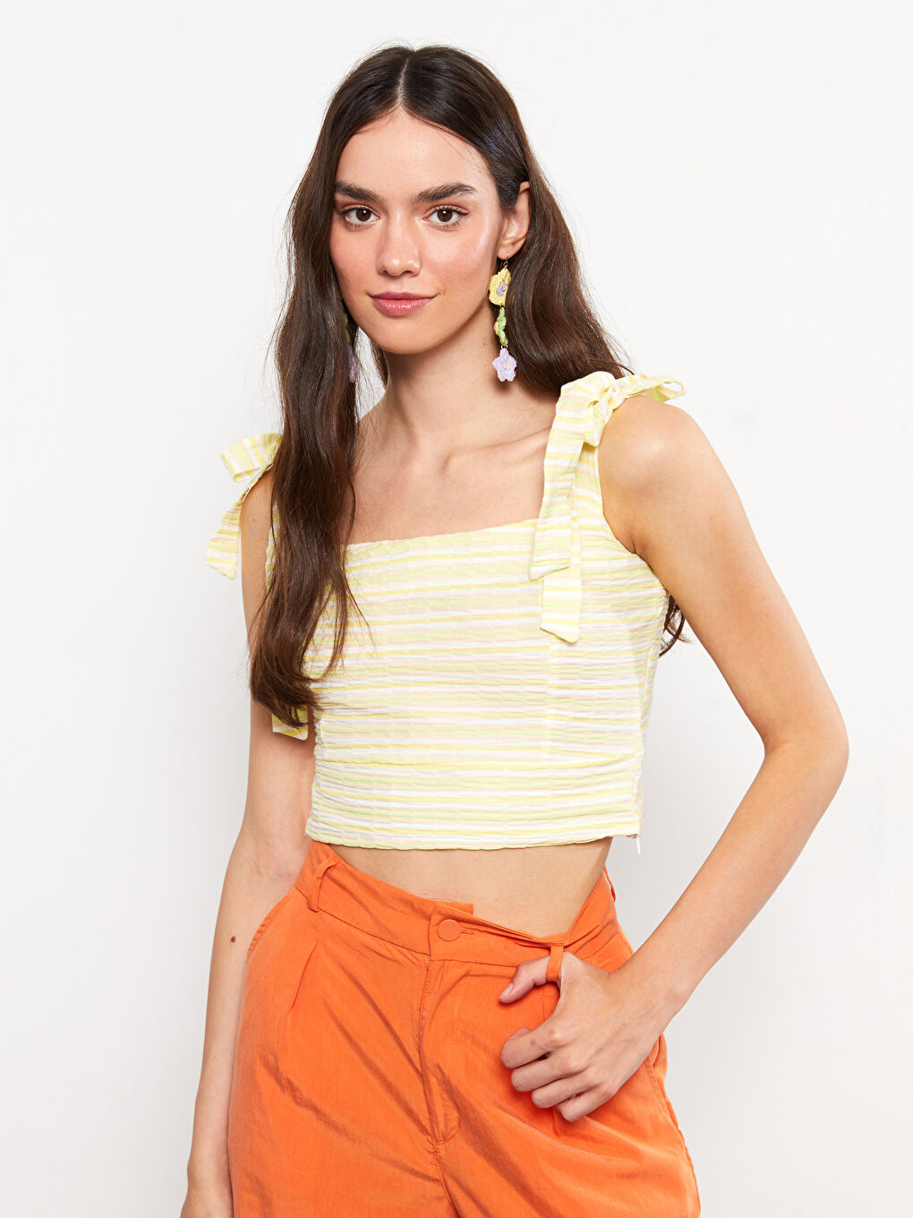 LCW Limited Quadratischer Kragen Gestreifte Riemchen Bluse für Damen -S2LG31Z8-LKF