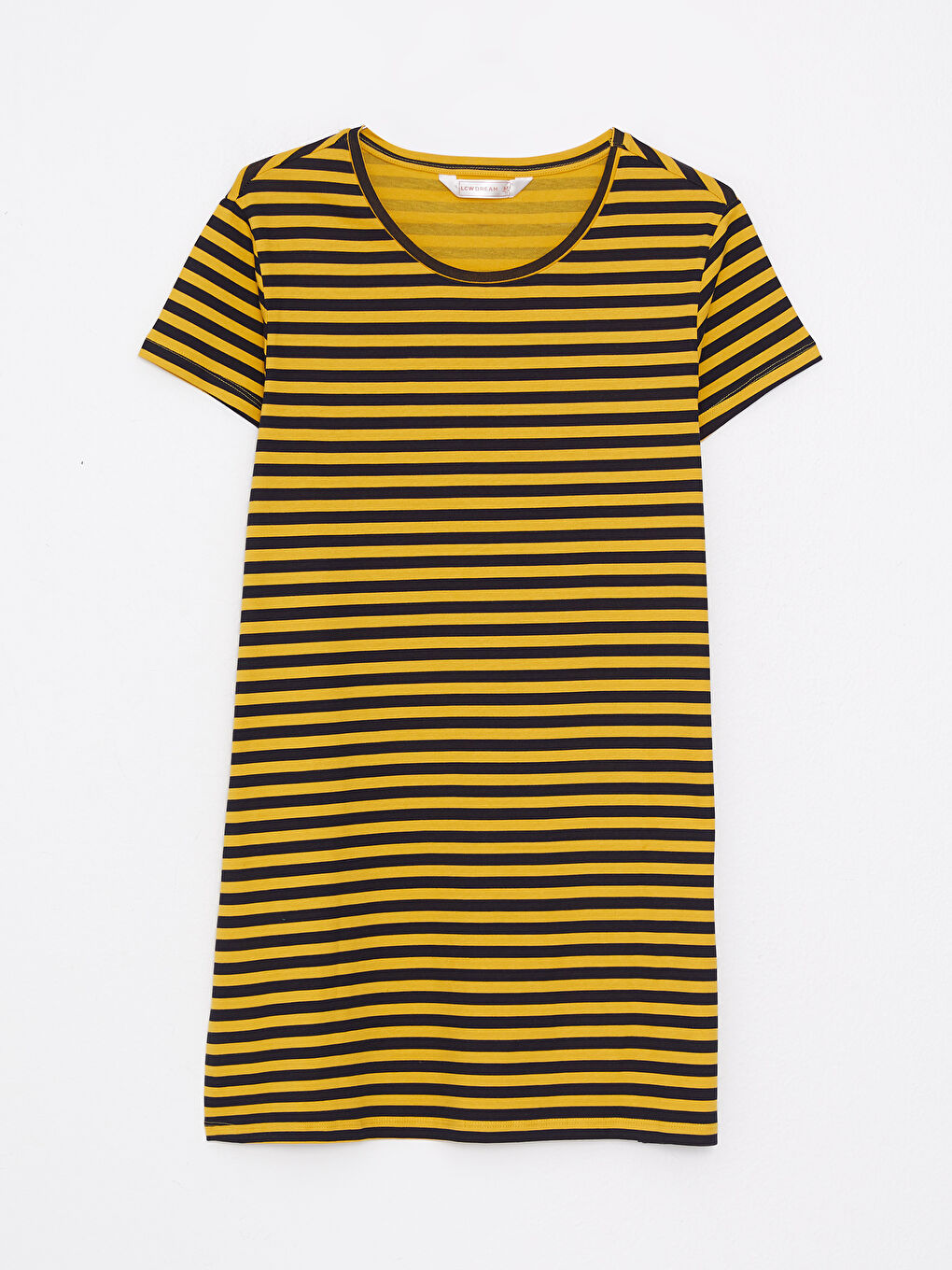Crew Neck Striped Short Sleeve Cotton Women's Nightgown -S2LG52Z8-LKF