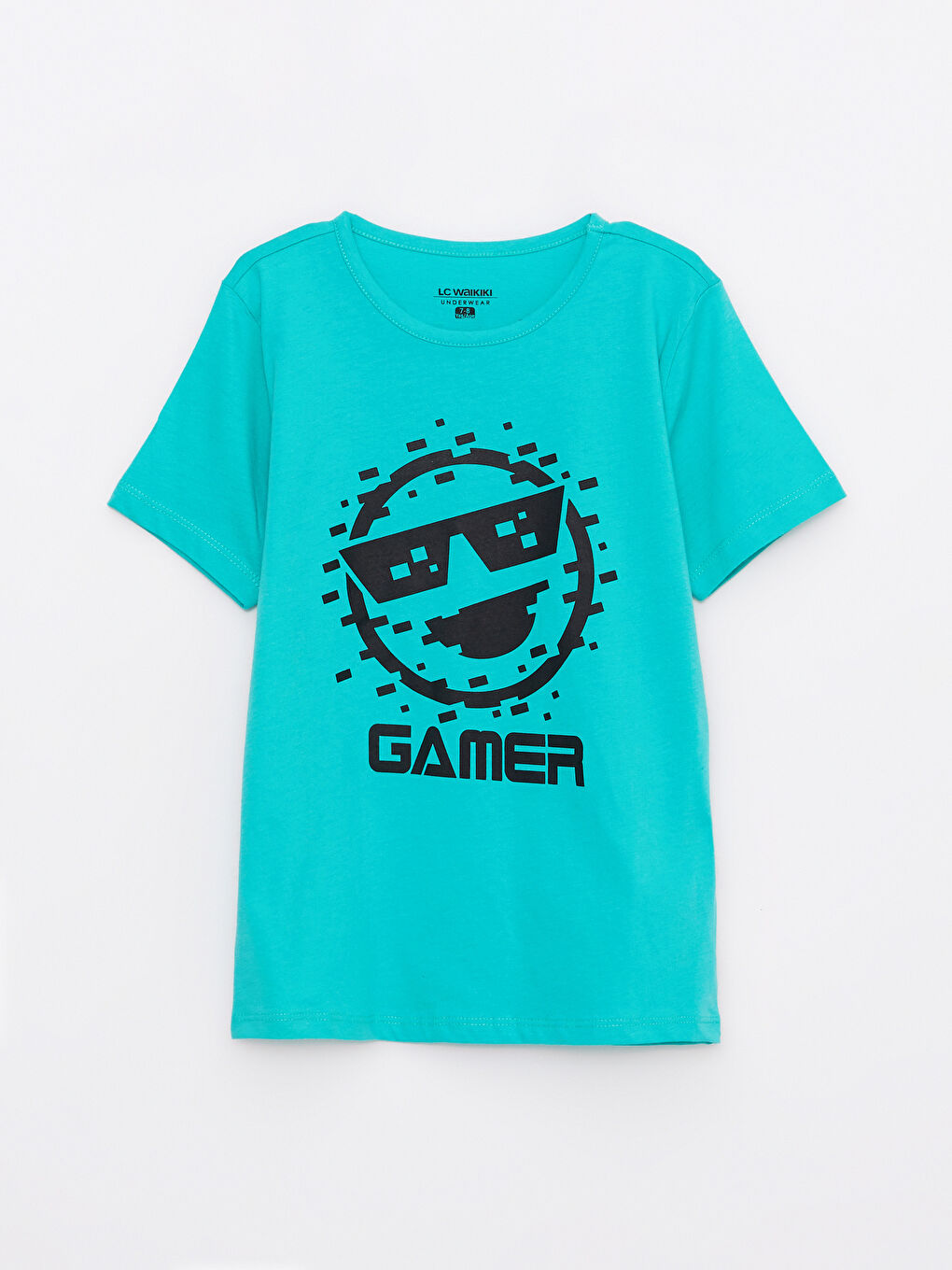 Turkuaz Bisiklet Yaka Baskılı Kısa Kollu Erkek Çocuk Şortlu Pijama Takımı-1