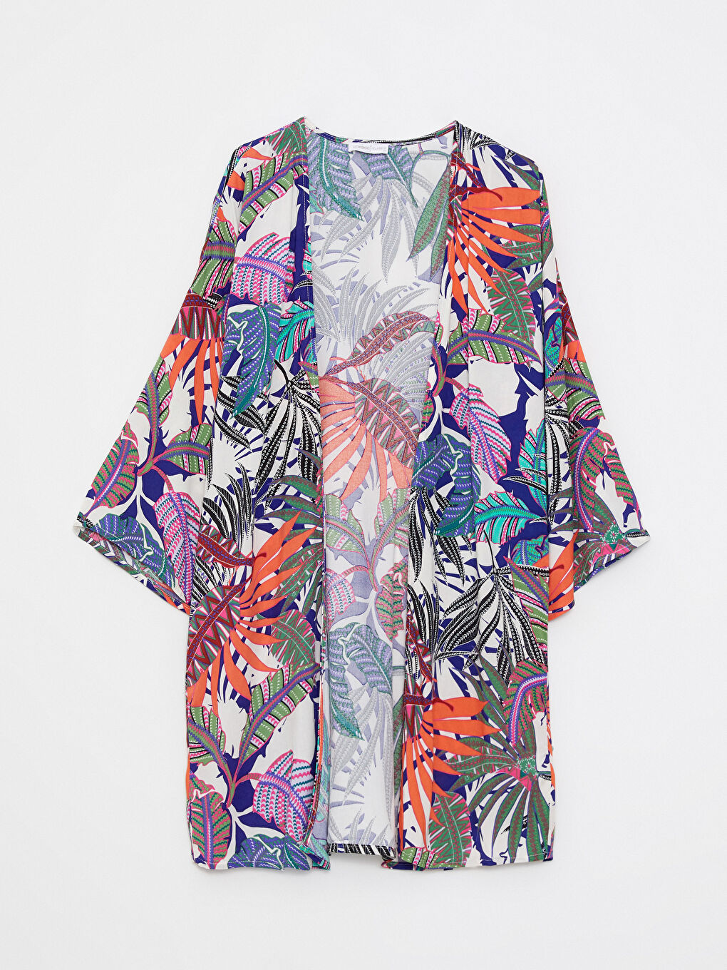 Shawl Collar Patterned Viscose Women's Kimono-5