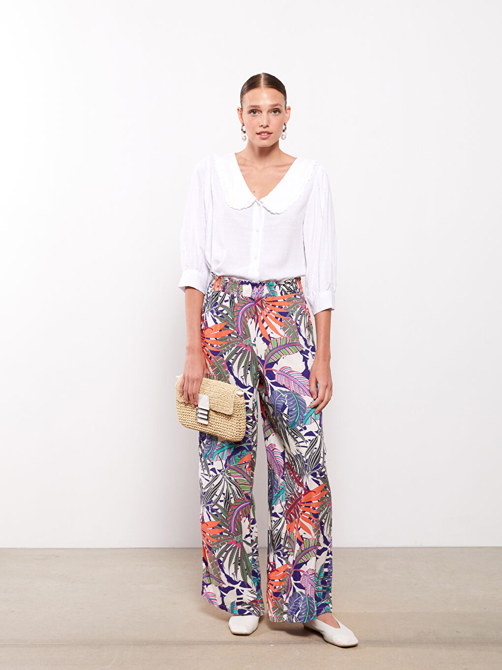 Baby Collar Self Patterned Viscose Women's Shirt-2