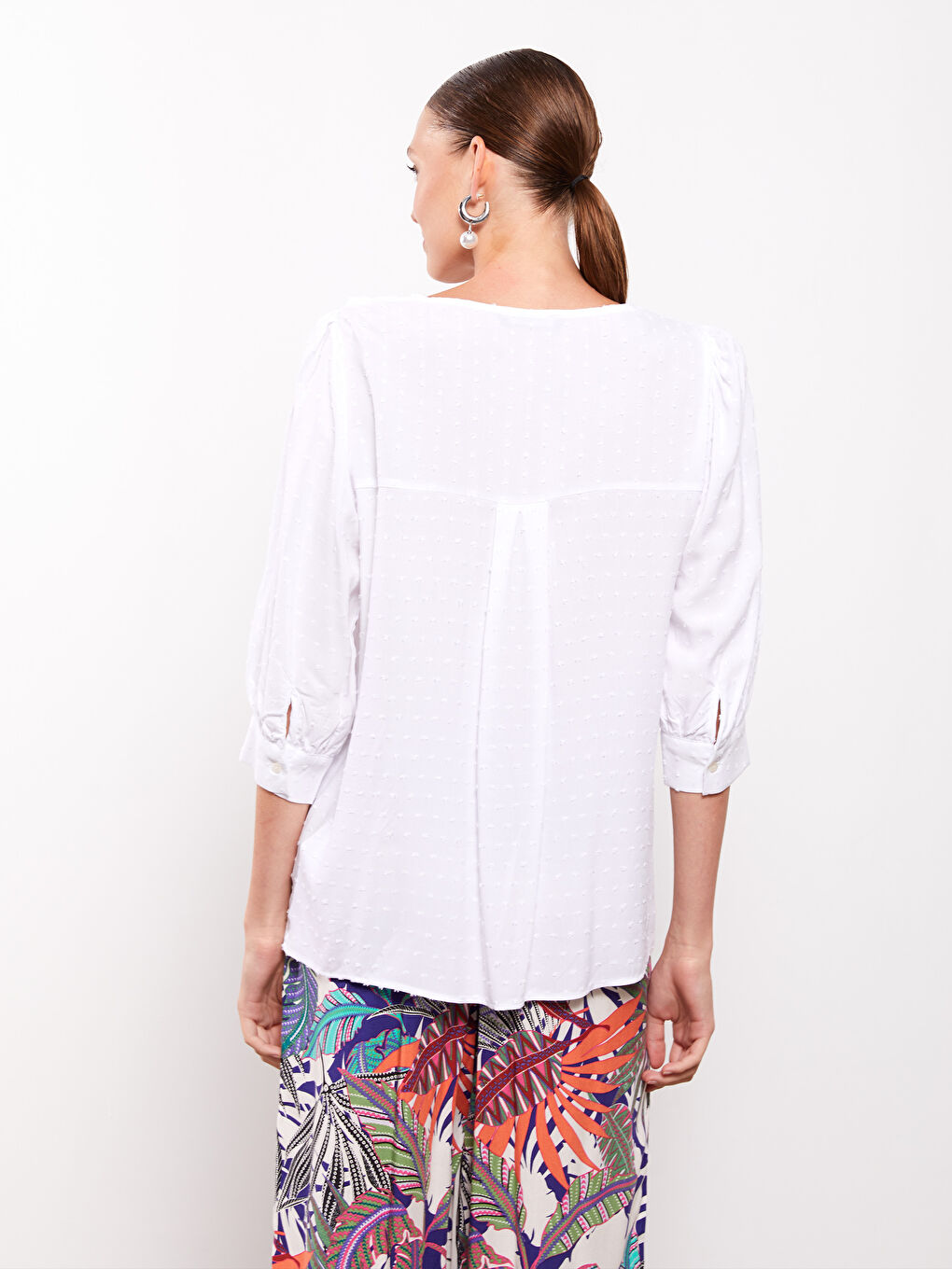 Baby Collar Self Patterned Viscose Women's Shirt-4