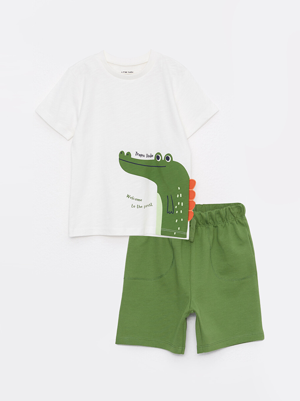 Crew Neck Short Sleeve Printed Baby Boys' T-Shirt and Shorts 2 Pack Set