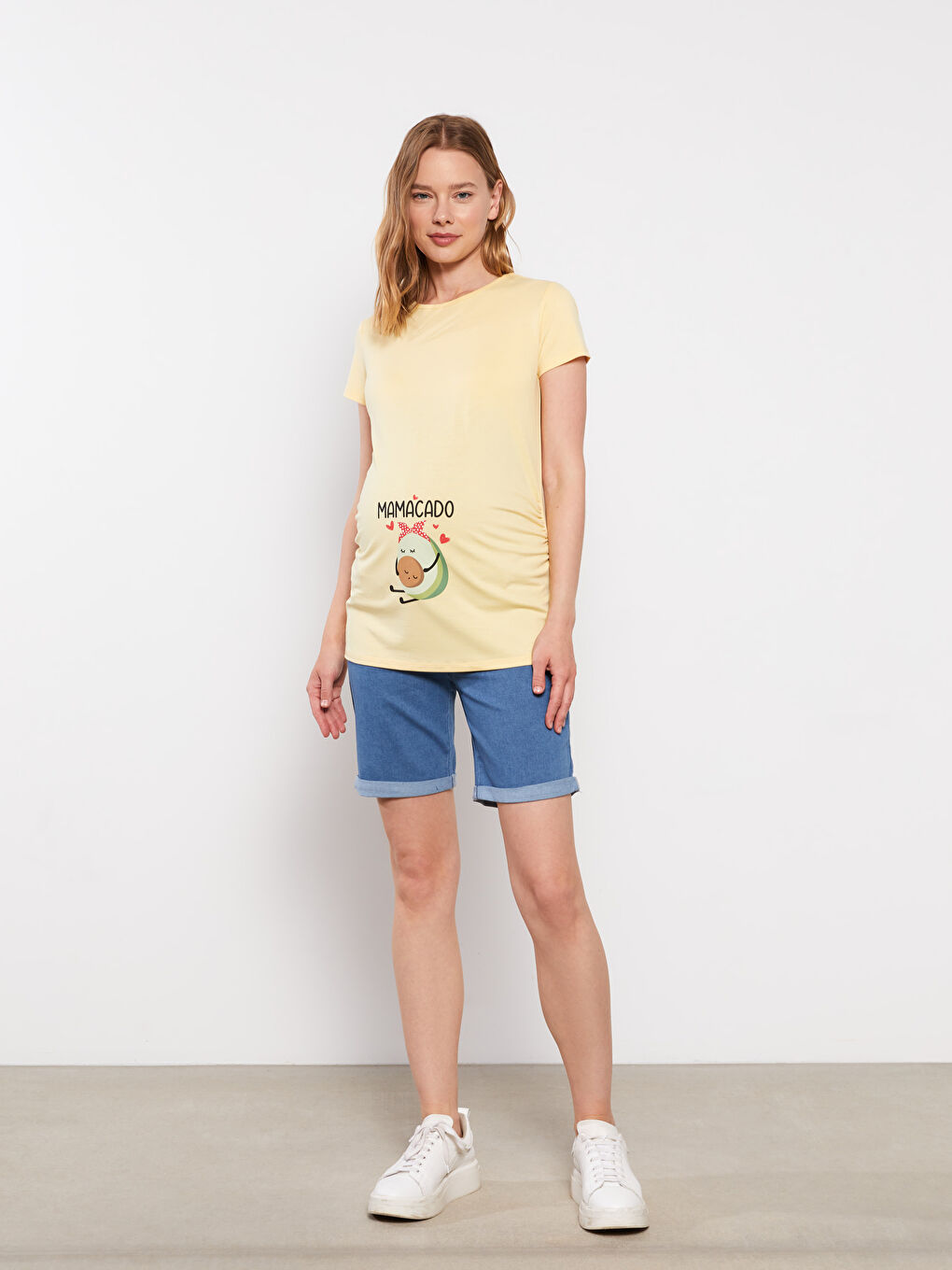 Crew Neck Printed Short Sleeve Maternity T-Shirt-2