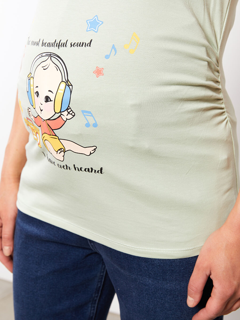 Crew Neck Printed Short Sleeve Maternity T-shirt -S2LH21Z8-SJU