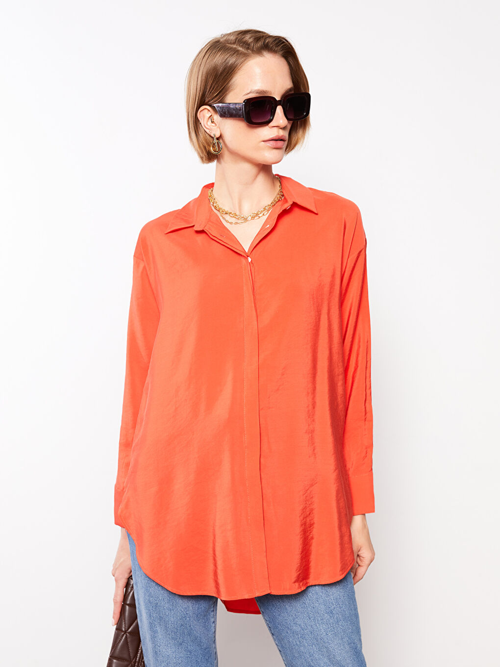 Plain Long Sleeve Women's Shirt Tunic