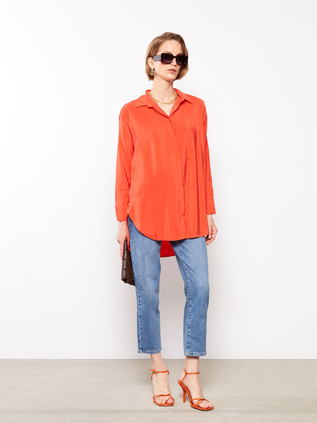 Plain Long Sleeve Women's Shirt Tunic-2