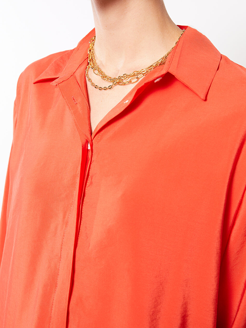 Plain Long Sleeve Women's Shirt Tunic-3