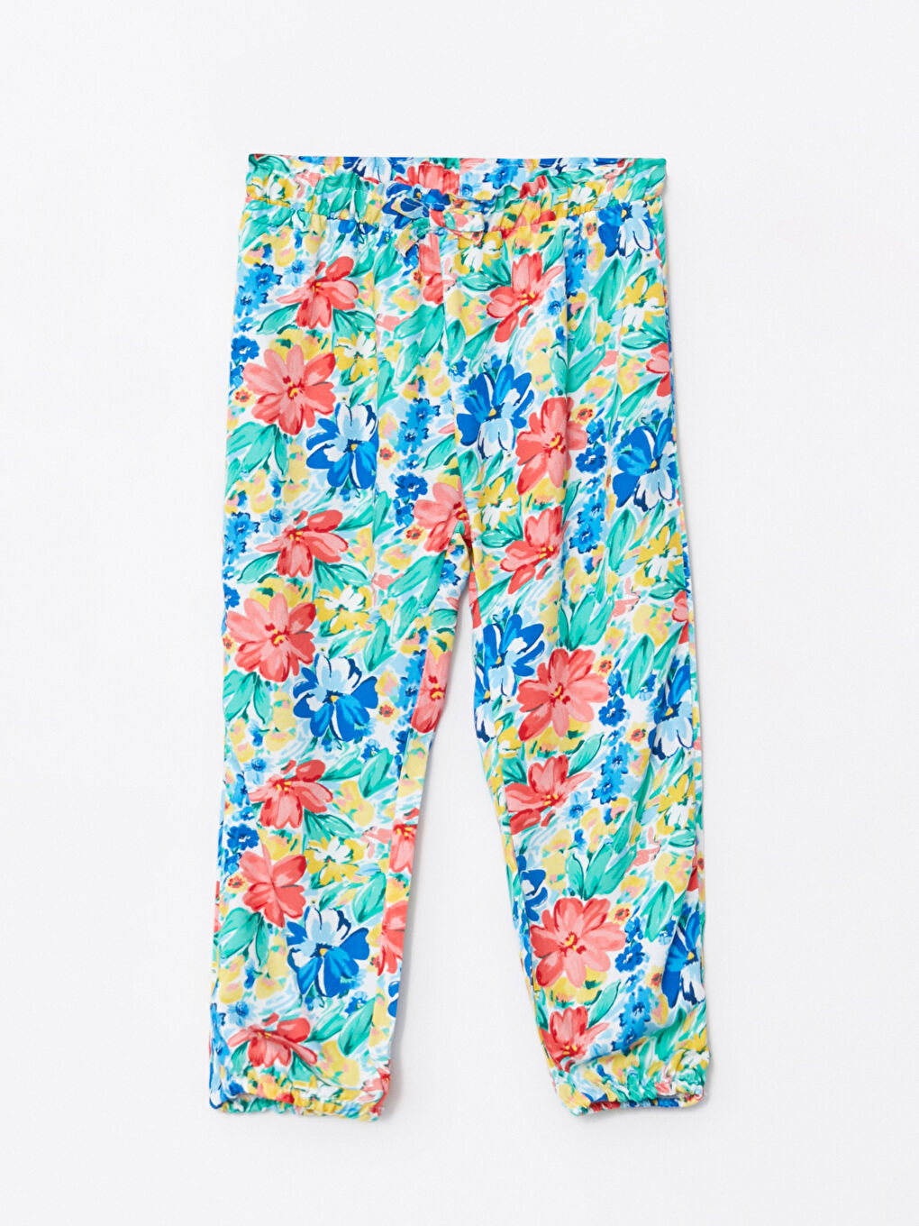 Mercan Beli Lastikli Baskılı Kız Bebek Pantolon