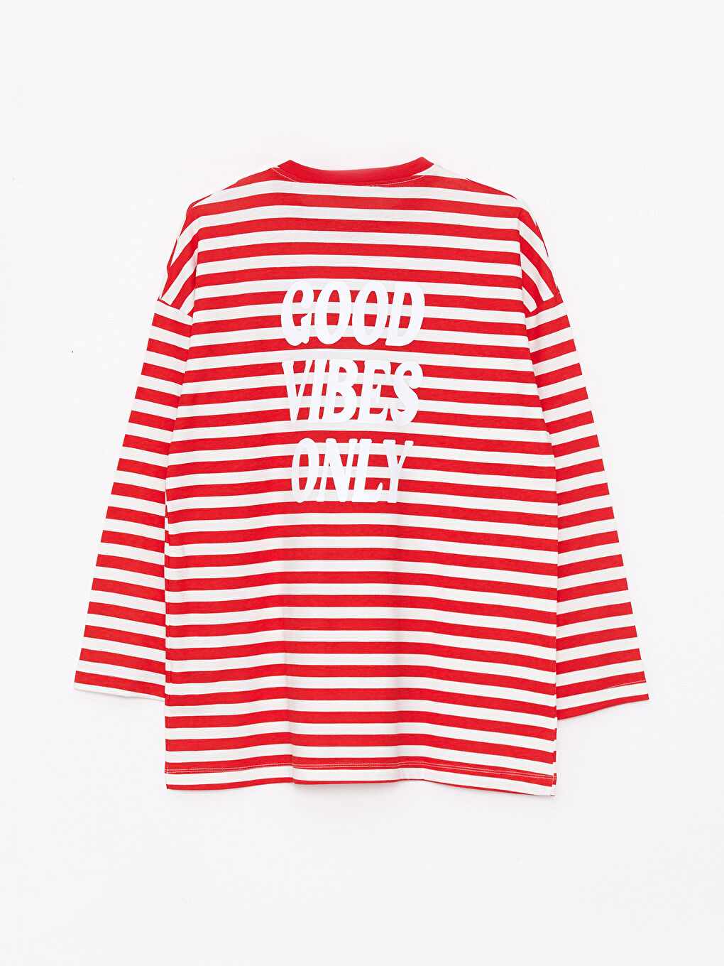 Kırmızı Bisiklet Yaka Çizgili Uzun Kollu Pamuklu Kadın Tunik-6