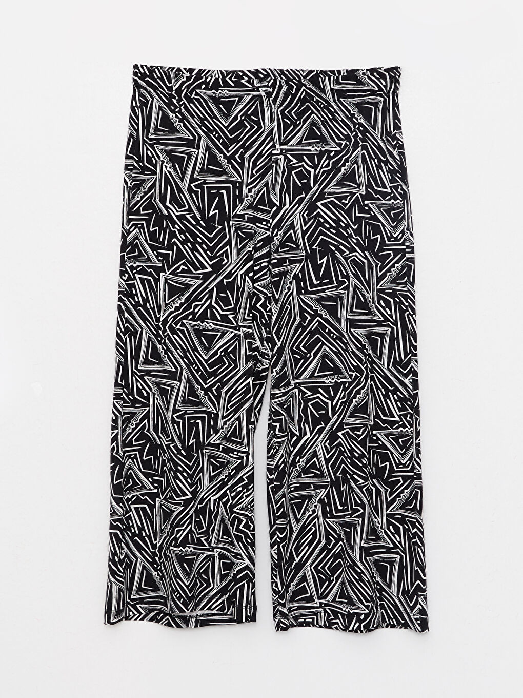 Siyah Beli Lastikli Desenli Kadın Kapri-5