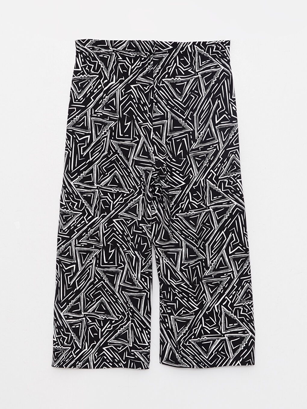 Siyah Beli Lastikli Desenli Kadın Kapri-6